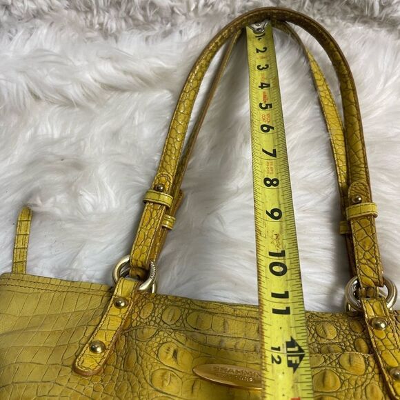 Brahmin Alden Melbourne Leather Tote Yellow shoulder bag gold tone hardwares. - Picture 9 of 15